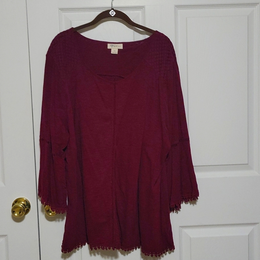 Maroon 3x bell sleeve tunic